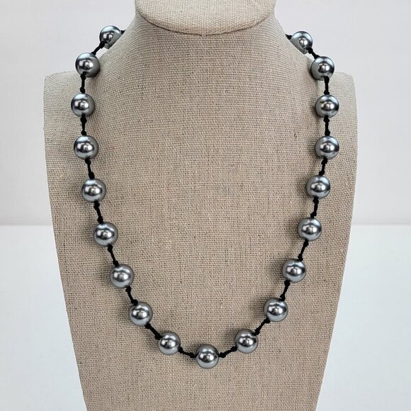 Dominique Cohen Jewelry - Dominique Cohen DOM Hand Knotted Gray Imitation Pearl Beaded Necklace 21 in
